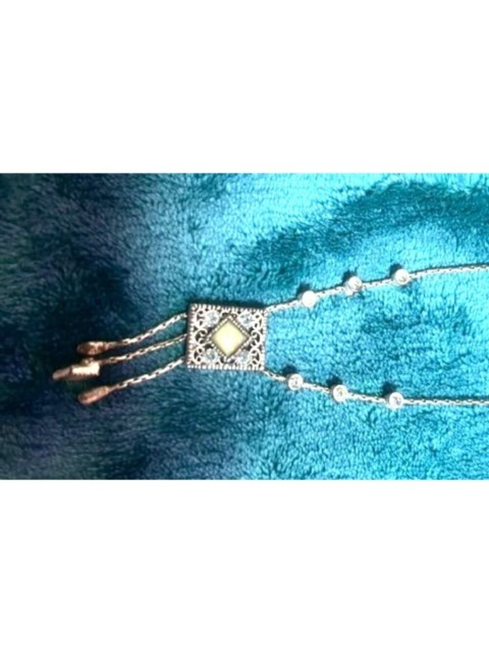 1928 Vintage Silver-Plated Adjustable necklace With Gemstone Accent And Delicate